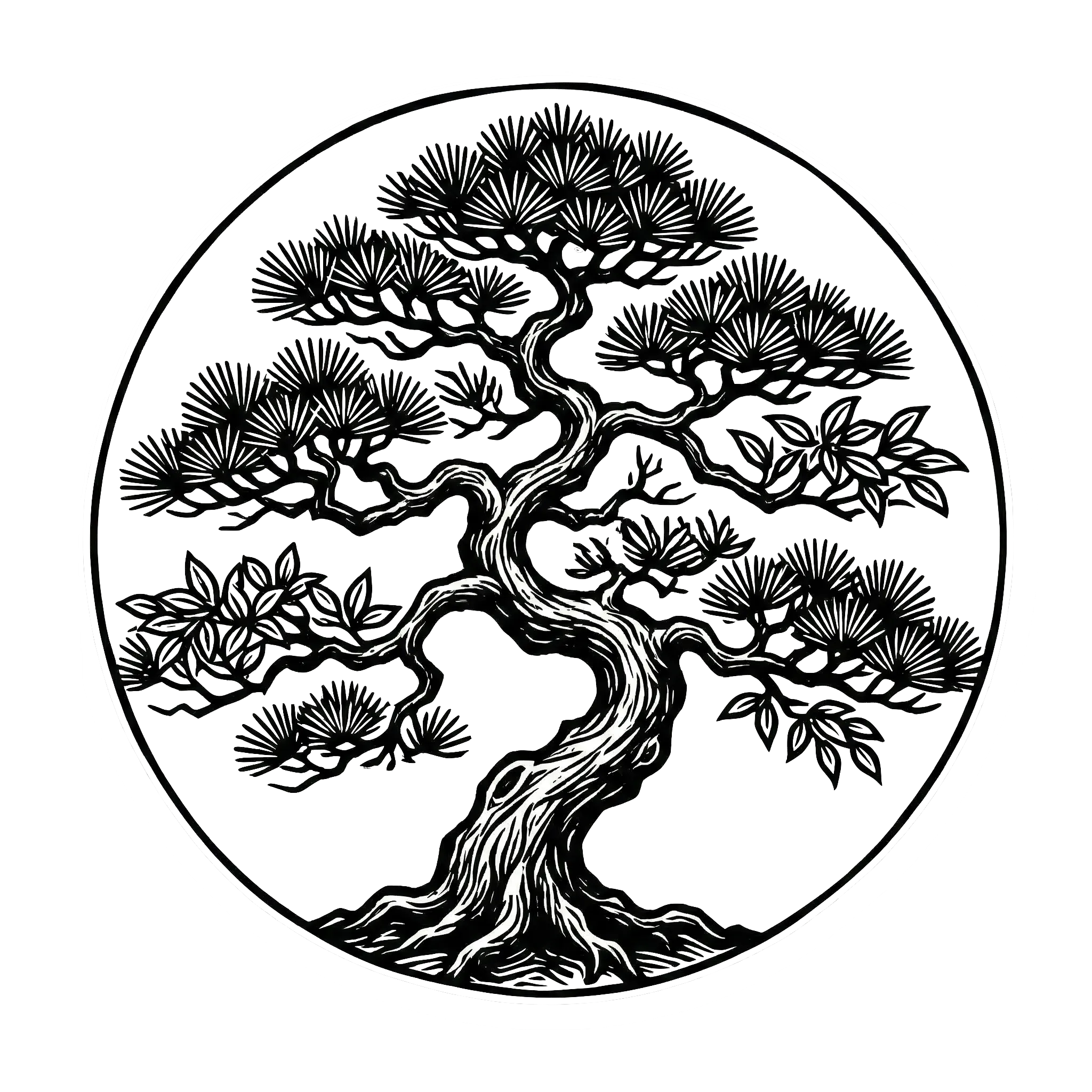 BonsAI Woodcut Tree Logo
